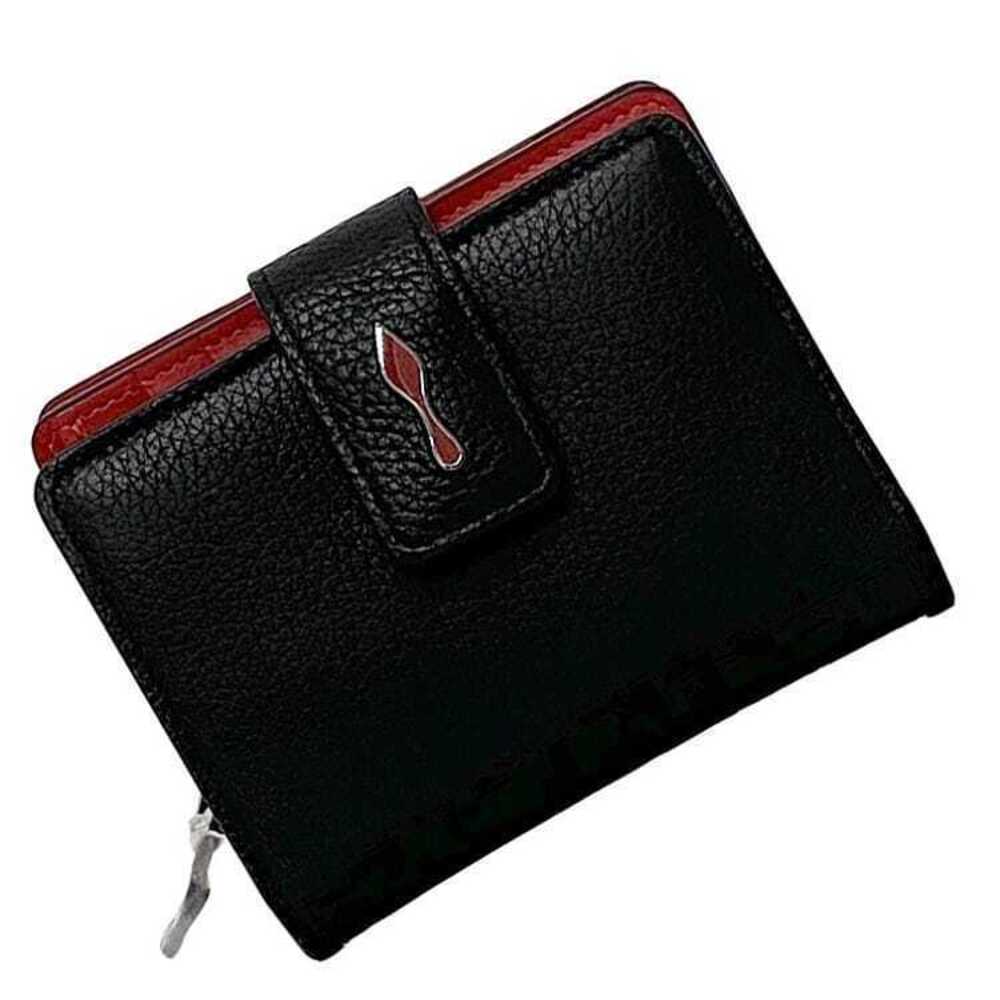 Christian Louboutin Bifold Wallet Paloma Leather Zipper Compact Snap Red Black